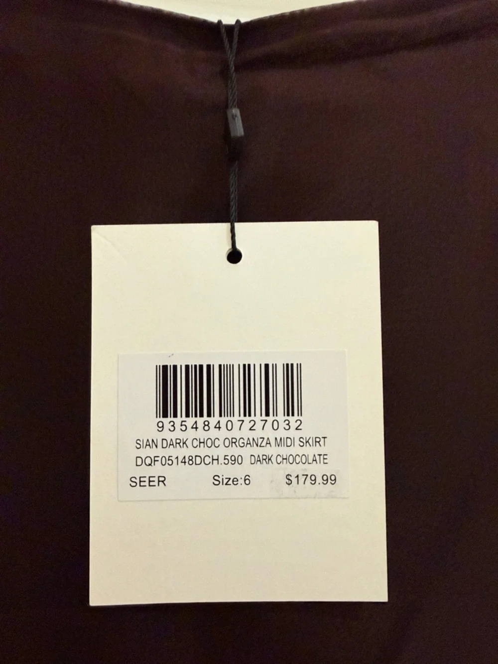 Sian Dark Choc Silk Organza Midi Skirt- Brown - Picture 5 of 12